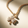 Lant cu pandantiv trifoi cu diamante de 0.32ct