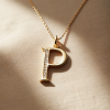 Pandantiv litera P cu diamante de 0.08ct