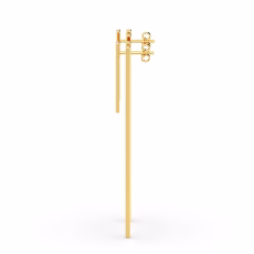 Cercei din aur galben cu tije lungi și design minimalist