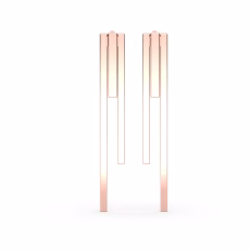 Cercei din aur roz cu tije lungi și design minimalist