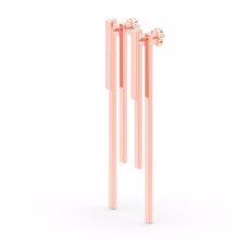 Cercei din aur roz cu tije lungi și design minimalist
