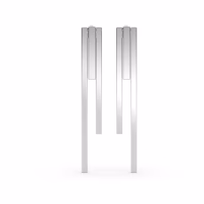 Cercei din aur alb cu tije lungi și design minimalist