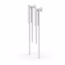 Cercei din aur alb cu tije lungi și design minimalist