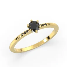 Inel din aur de 14K cu diamante negre lab de 0.34ct