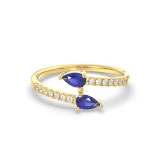 Inel cu safire si diamante lab de 0.12ct