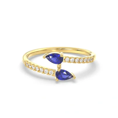 Inel cu safire si diamante lab de 0.12ct
