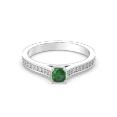 Inel cu smarald si diamante naturale de 0.18ct