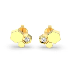Cercei stil fagure din aur cu diamante naturale de 0.10ct