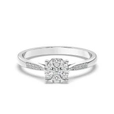 Inel model floral din aur 18K cu diamante naturale de 0.20ct