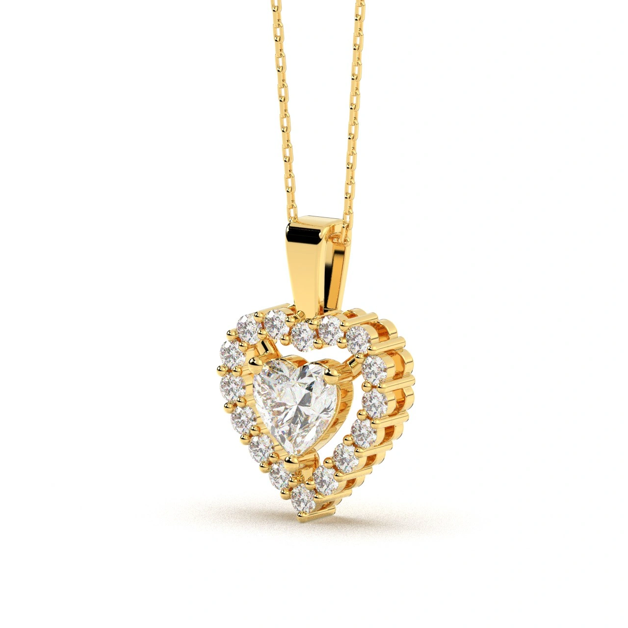 Pandantiv inimioara din aur cu diamant lab central de 0.93ct - imagine 2
