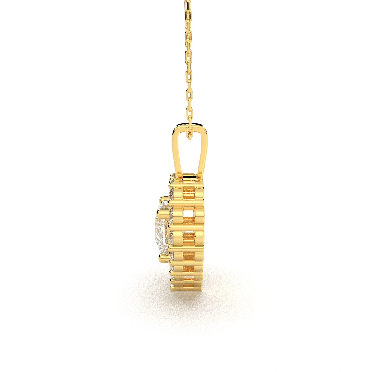 Pandantiv inimioara din aur cu diamant lab central de 0.93ct - imagine 3