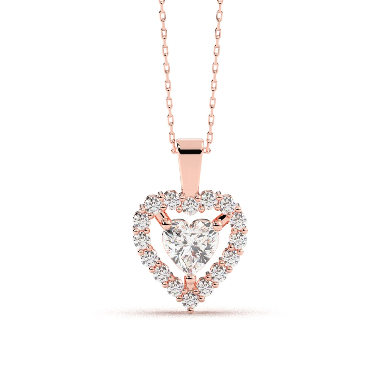 Pandantiv inimioara din aur cu diamant lab central de 0.93ct - imagine 4