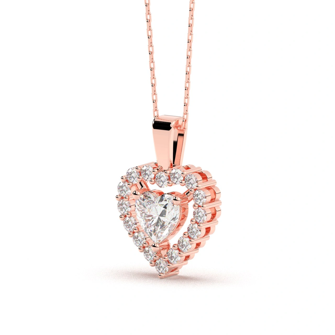 Pandantiv inimioara din aur cu diamant lab central de 0.93ct - imagine 5