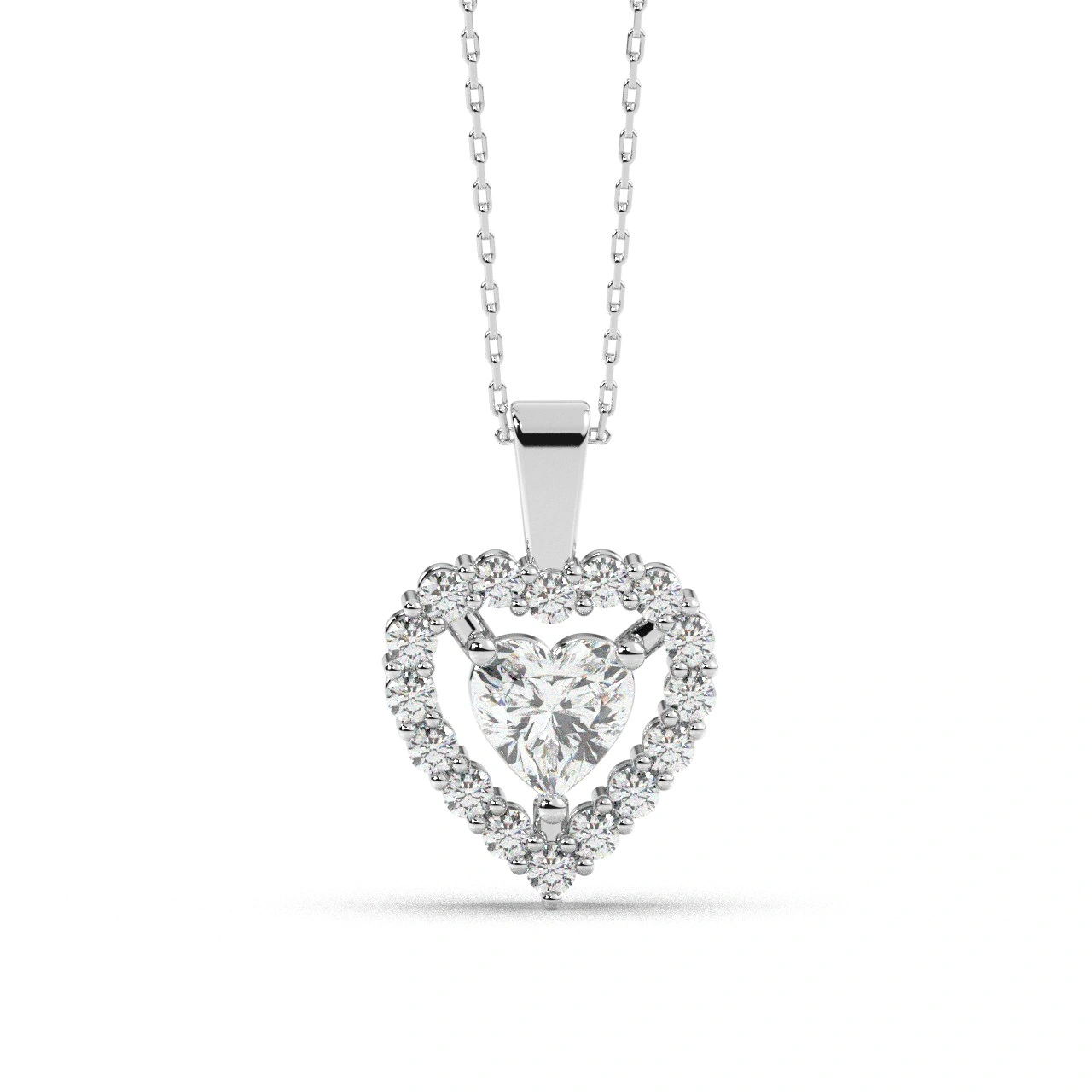 Pandantiv inimioara din aur cu diamant lab central de 0.93ct - imagine 7