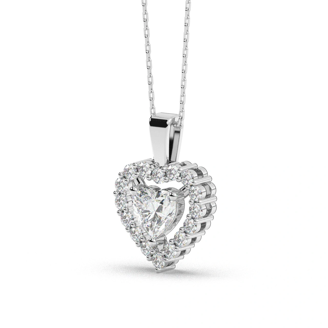 Pandantiv inimioara din aur cu diamant lab central de 0.93ct - imagine 8
