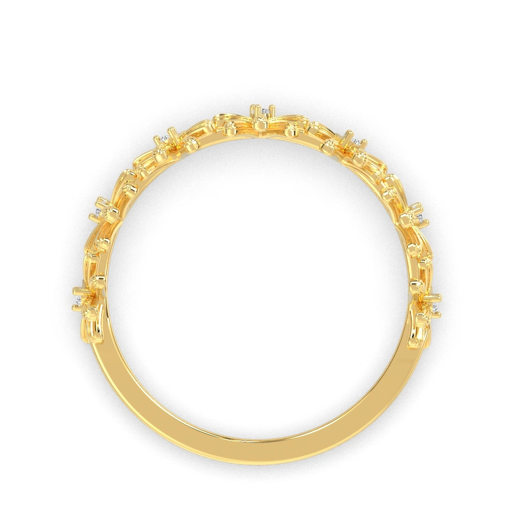 Inel din aur de 14K cu detalii florale si diamante naturale - imagine 3