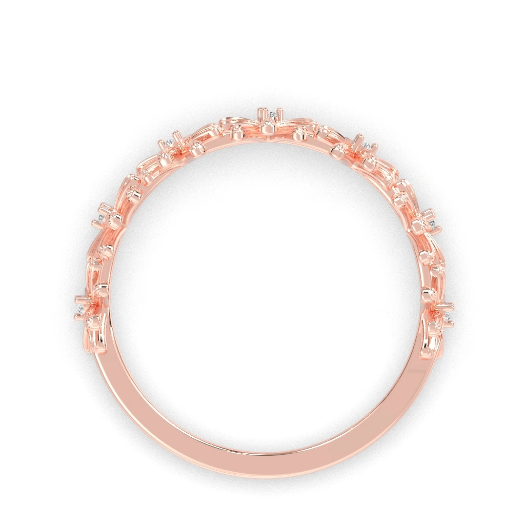 Inel din aur de 14K cu detalii florale si diamante naturale - imagine 6