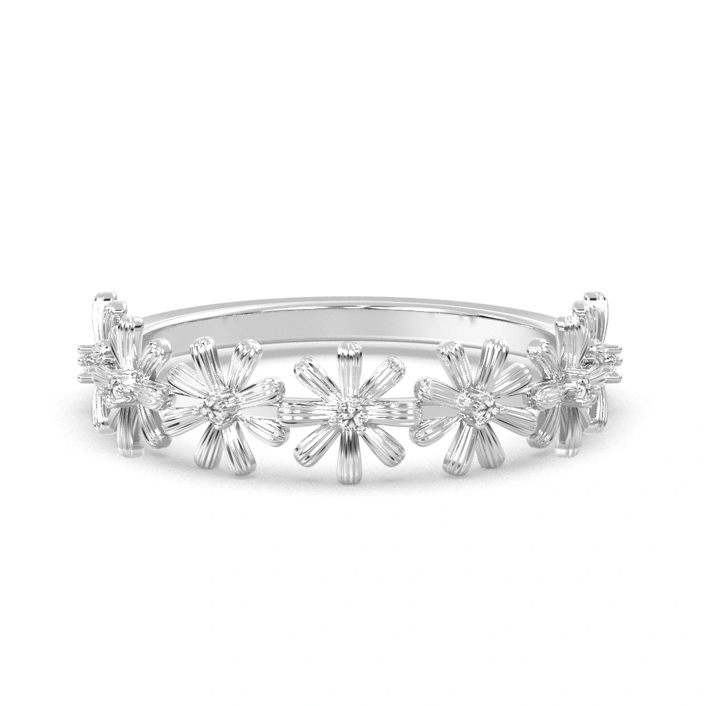 Inel din aur de 14K cu detalii florale si diamante naturale - imagine 7