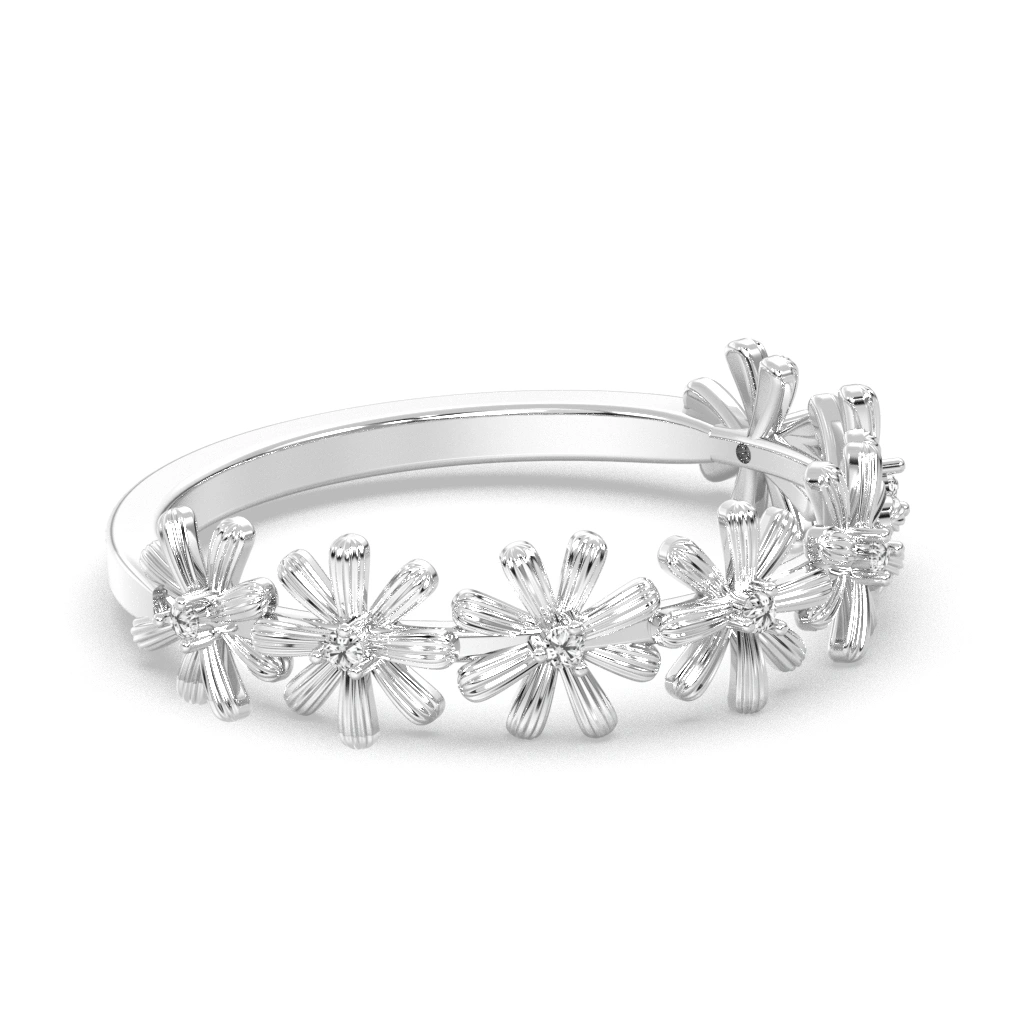 Inel din aur de 14K cu detalii florale si diamante naturale - imagine 8