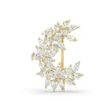 Brosa model floral tip semiluna din aur cu diamante de 1.92ct