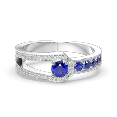 Inel dublu stratificat din aur 14K cu diamante lab de 0.55ct