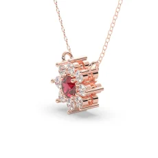 Alternative view of Pandantiv model floral din aur cu diamant rosu si diamante lab de 0.41ct