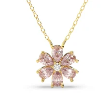 Lant din aur cu pandantiv floral cu diamante lab roz de 1.55ct
